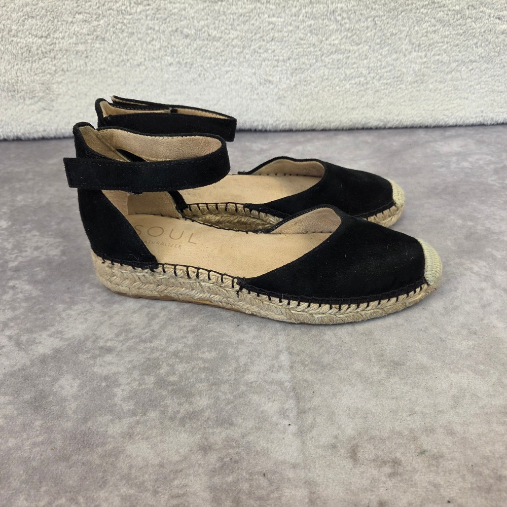 Soul Naturalizer Womens Black Espadrille Ankle Strap Flats Size 8M S1842 - Picture 5 of 8